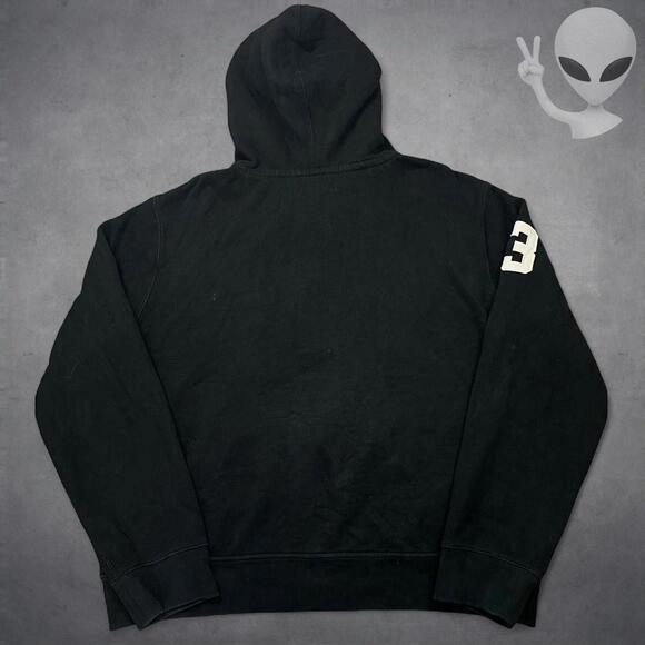 Polo Ralph Lauren Hoodie 2XL Black Double Zipper Plaid Lined Hood Big Pony 90s - Picture 6 of 7